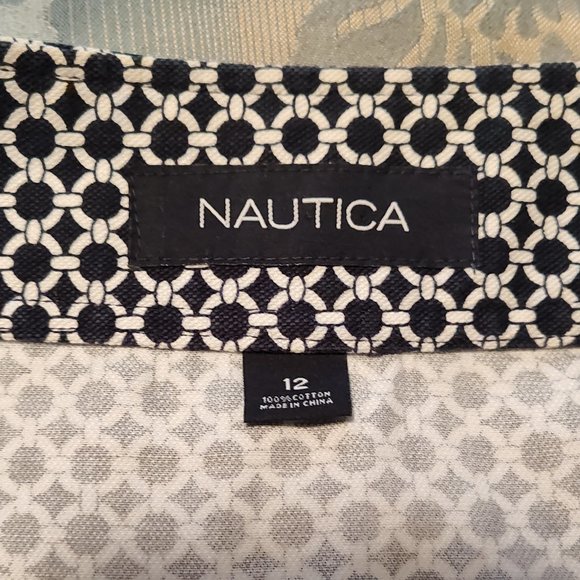 Nautica navy blue & white nautical style, patterned skirt, excellent cond. sz 12 - Picture 4 of 5